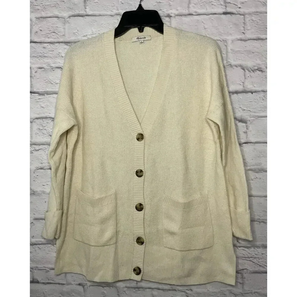 Madewell Asherton button front wool alpaca blend waffle knit cardigan sweater S - Picture 3 of 9